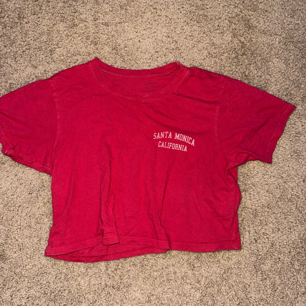Brandy Melville Red Crop Relaxed T-Shirt